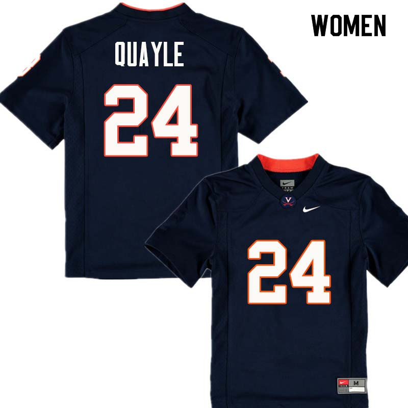 Women #24 Frank Quayle Virginia Cavaliers College Football Jerseys Sale-Navy - Click Image to Close